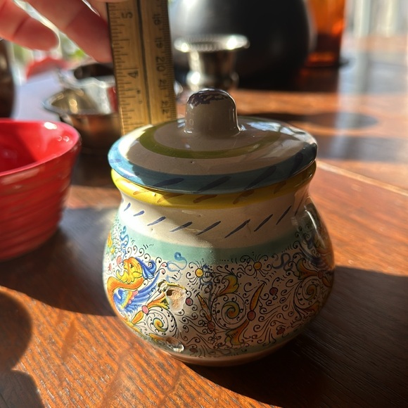 🇮🇹Meridiana Ceramiche hand painted pottery from Italy. Colorful dish with lid - Picture 15 of 16